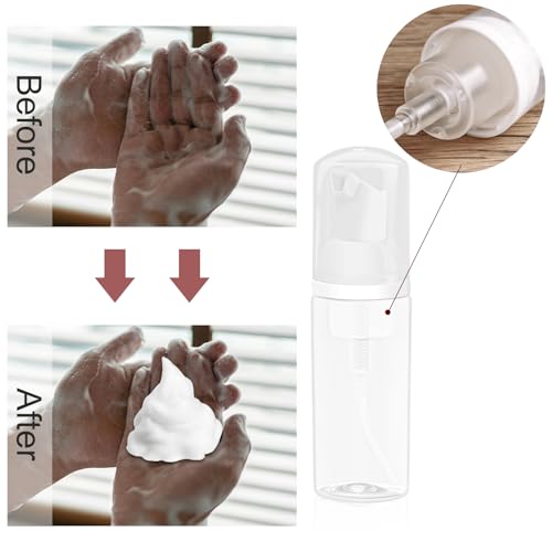 2oz Plastic Foam Pump Bottle, Empty Bottle Travel Foaming Dispenser for Hand Soap, Shampoo (2Pcs, 60ml) - color: Clear