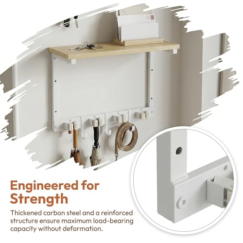 Upgraded Broom Holder Wall Mount with Shelf, Mop and Broom Organizer Wall Hanging, Cleaning Supplies Organizer (small)