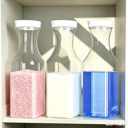 34oz Clear Plastic Laundry Detergent Dispenser Bottle, Storage Organizer for Laundry Room, Hold Liquid, Powder & Scent Booster - size: middle