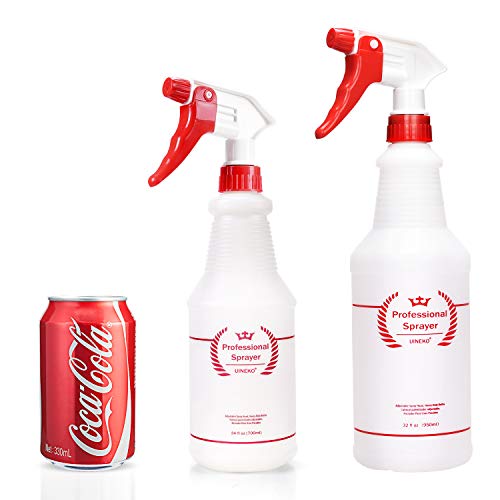 Plastic Spray Bottle 2 Pack, 32 Oz, All-Purpose Heavy Duty Spraying Bottles Leak Proof Mist Empty Water Sprayer for Cleaning Solution, Essential Oils, Hair, Planting, Pet with Adjustable Nozzle - Red - color: Red