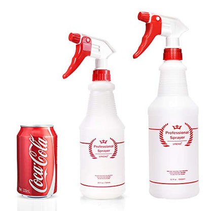 Plastic Spray Bottle 2 Pack, 32 Oz, All-Purpose Heavy Duty Spraying Bottles Leak Proof Mist Empty Water Sprayer for Cleaning Solution, Essential Oils, Hair, Planting, Pet with Adjustable Nozzle - Red - color: Red