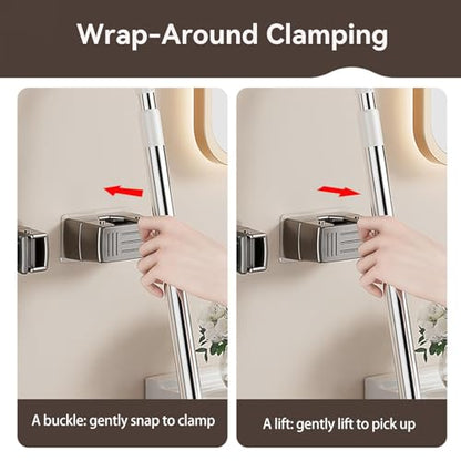 4 Pack Heavy Duty Mop Holder Wall Mount, Strong Adhesive Hanger for Broom Closet Organizer, Space Saving Utility Hooks for Bathroom Kitchen Garage Storage - style: 4PCS