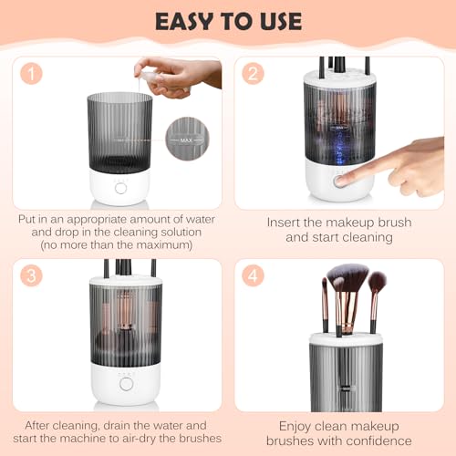 Electric Makeup Brush Cleaner Machine,Powerful Spinner Washer for Makeup Brush/Sponge/Powder Puffs,Portable Automatic USB Cosmetic Brushes Washing Tool Holder for All Size Beauty Makeup Brush Set