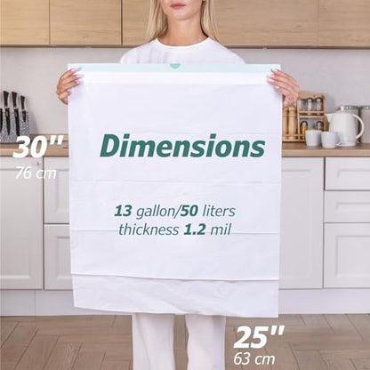 13 Gallon Tall Kitchen Drawstring Trash Bags - 1.2 Mil Extra Strong - Large Drawstring Garbage Bags - Large Plastic Bags - Individual, Unscented, White, 25" x 30", 40 Count - size: 40 Count (Pack of 1)