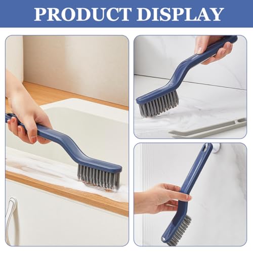 Healifty 2pcs Crevice Cleaning Brush Set Hard Bristle Gap Scrub Brush for Small Spaces Floor and Bathroom Grout Cleaning with Long Handle for Household Use