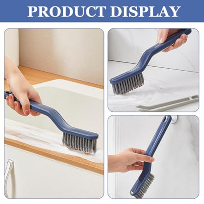 Healifty 2pcs Crevice Cleaning Brush Set Hard Bristle Gap Scrub Brush for Small Spaces Floor and Bathroom Grout Cleaning with Long Handle for Household Use
