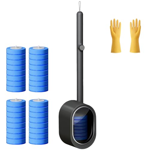 No-Touch Disposable Toilet Scrubber Set,Toilet Brush with Self-Cleaning Disposable Pads,360° Deep Clean,Wall-Mounted Design,for Bathroom & Toilet (Black, 32 pc) - color: Black