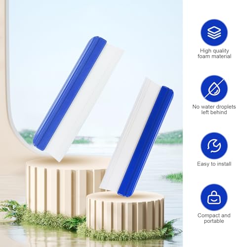 2PCS 12.2 Inch Car Drying Squeegee Water Blade, Silicone T Bar Car Squeegee for Window Cleaning, Upgrade 3-Layer Sink Squeegees Water Blades for Auto Home Use (Blue)