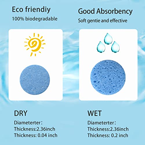 50-Count Facial Sponges Compressed Natural Cellulose Sponge Round Shape Face Sponge for Face Cleansing Exfoliating and Makeup Removal, Blue - color: 50- Pack Blue