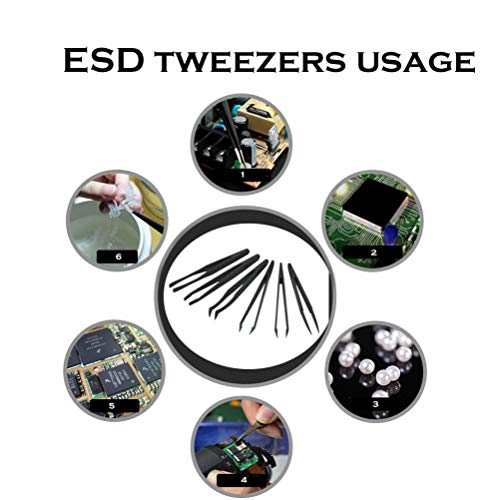 Small Anti Static ESD Safe Cleaning Dust Brush Kit for Phone Computer Keyboard Laptop Screen Camera Lens,ESD Precision Plastic Tweezers Set,Microfiber Cleaning Cloths,Air Blow Cleaner