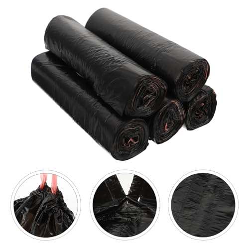 ERINGOGO 75pcs Thickened Drawstring Garbage Bags Disposable Trash Liners for Kitchen Bathroom Bedroom Home Office Portable Strong Scent-Resistant Rubbish Pouches Black