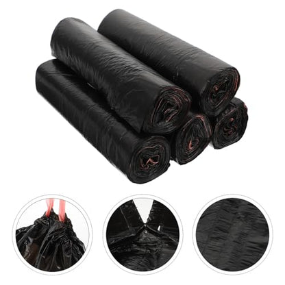 ERINGOGO 75pcs Thickened Drawstring Garbage Bags Disposable Trash Liners for Kitchen Bathroom Bedroom Home Office Portable Strong Scent-Resistant Rubbish Pouches Black