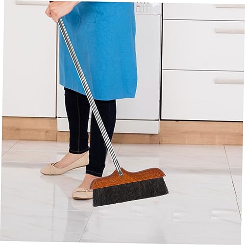 SECFOU Stainless Steel Handle Long Handle Broom Soft Bristle Office Broom Sweeper Dust Remover