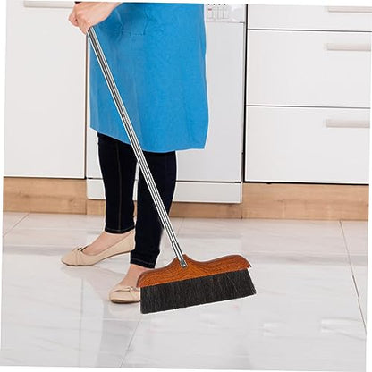 SECFOU Stainless Steel Handle Long Handle Broom Soft Bristle Office Broom Sweeper Dust Remover