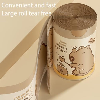 50Pcs/Roll Cartoon Drawstring Garbage Bag Large Capacity Handheld Thickened Trash Bag