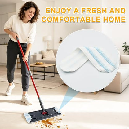 Mop Pads for OCedar H2prO Flat Mop System, 6 Pack Mop Heads Replacements for Ocedar H2prO Flat Mop, Microfiber Reusable Machine Washable Durable Long-Lasting Mop Refills Safe on Various Floors
