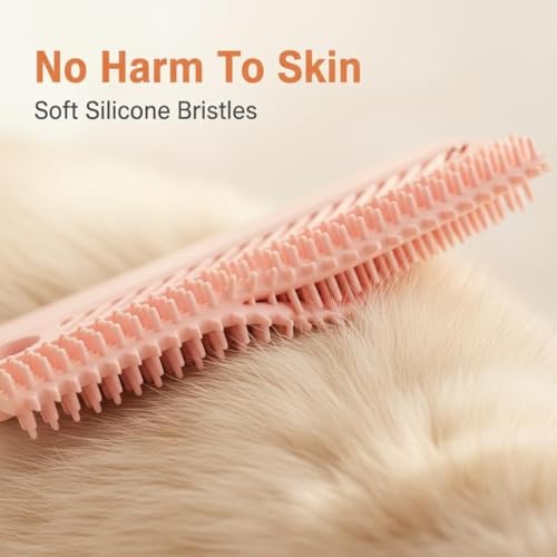 Pink Double-Sided Pet Hair Remover, Reusable Soft Silicone Lint Scraper for Couch, Rug & Coat, Portable Dog Cat Fur Remover Tool - color: Pink