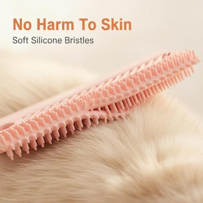 Pink Double-Sided Pet Hair Remover, Reusable Soft Silicone Lint Scraper for Couch, Rug & Coat, Portable Dog Cat Fur Remover Tool - color: Pink