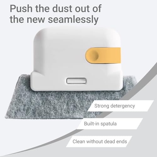 Magic Window Track Cleaner, Multifuction Window Groove Cleaning Brush with Replacement, Window Sliding Door Track Cleaner Household Use, Sliding Door, Track, Sill, Tile Lines, Shutter - color: Yellow