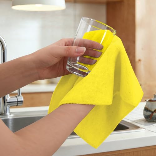 Yellow Microfiber Towels (Value Pack of 36) Size 16x16 Inches - Highly Absorbent Cleaning Rags, Lint Free Towels, Reusable and Washable, Microfiber Cleaning Cloths - color: Yellow