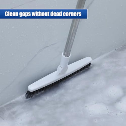 Maxdot 3 Pack 2 in 1 Floor Brush Scrubber with Long Handle Grout Brush 35'' Stiff Bristle Cleaning Scrub Brush with Squeegee, 120° Rotating Tile Brush for Cleaning Bathroom