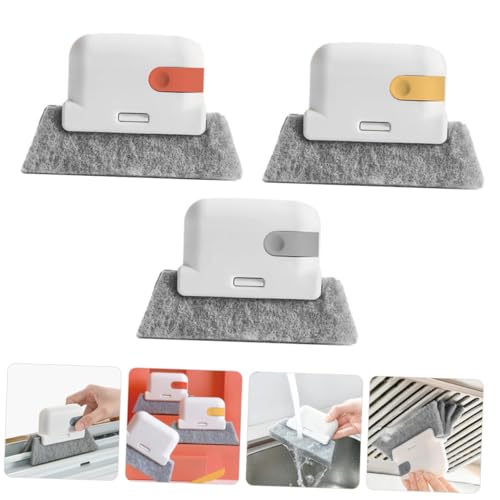 3pcs Multifunctional Groove Cleaning Brush Set Soft Brush for Window Track Crevice Gap Cleaning Tool for Home Office Use Gray Ginger Orange Red