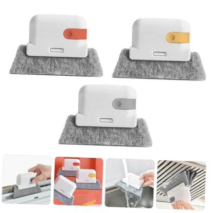 3pcs Multifunctional Groove Cleaning Brush Set Soft Brush for Window Track Crevice Gap Cleaning Tool for Home Office Use Gray Ginger Orange Red