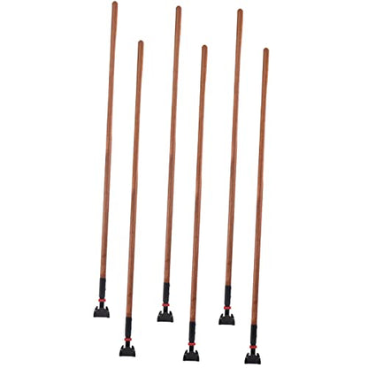 Matthew Cleaning Commercial Quick-Change Dust Mop Handle with Clip-on Metal Gripper for Heavy Duty Mop Head Replacement Holder, Lacquered Wood 60 inch 6packs-Natural - color: Hardwood