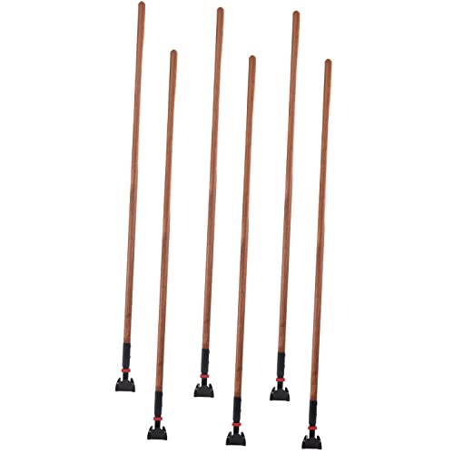 Matthew Cleaning Commercial Quick-Change Dust Mop Handle with Clip-on Metal Gripper for Heavy Duty Mop Head Replacement Holder, Lacquered Wood 60 inch 6packs-Natural - color: Hardwood