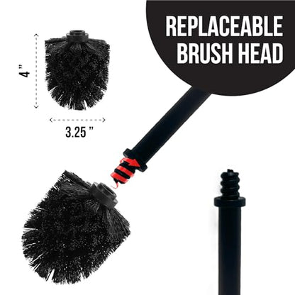 Splash Home Buena Stainless Steel Toilet Brush with Holder, Bowl Scrubber with Durable Cleaning Bristles, Hidden Brush with Splash Protective Disc Design - Chrome - color: Chrome