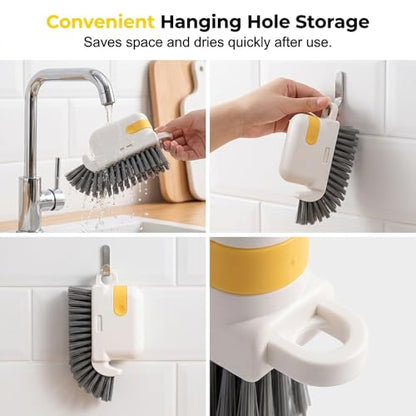 2 in 1 Groove Cleaning Brush Window Track Cleaning Tools, Crevice Brush with Hidden Scraper, Blinds and Baseboard Cleaner, Glass and Sill Detailer (Orange) - color: Orange