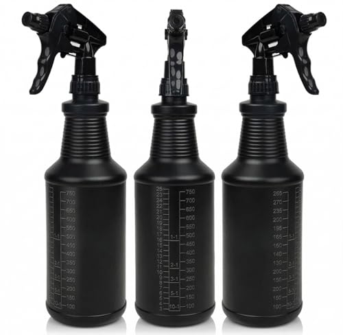 3-Pack Black Spray Bottles 34oz Opaque Heavy Duty Sprayer with Adjustable Nozzle, Leak-resistant Dark Spray Bottle for Cleaning, Garden, Plants, Hair, Pets