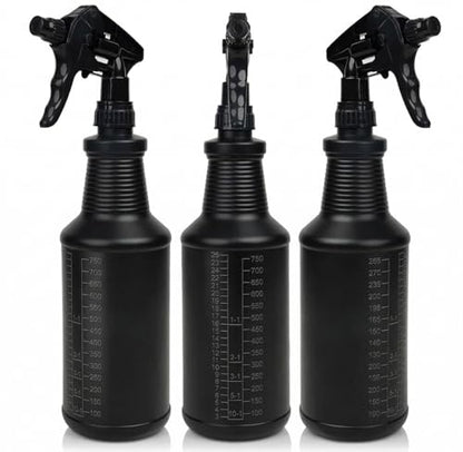 3-Pack Black Spray Bottles 34oz Opaque Heavy Duty Sprayer with Adjustable Nozzle, Leak-resistant Dark Spray Bottle for Cleaning, Garden, Plants, Hair, Pets