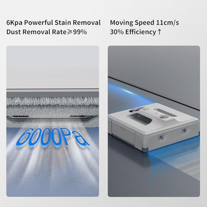 HUTT A1 Auto Window Cleaning Robot, Upgraded 4 Water Spray & 6000PA High Suction Power Window Cleaner with Laser Sensor Detection, Perfect for High-Rise Windows, Tiles and Glass - color: White