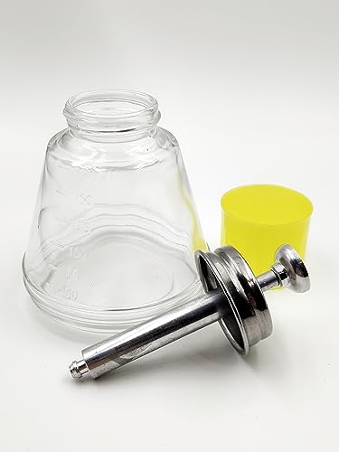 180 ml/6 Oz Empty Clear Glass Dispenser Bottle for Nail Polish, Refillable Alcohol Pump Container Push Down Dispenser with Cap, Makeup Remover Holder