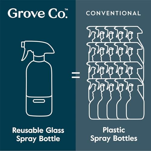 Grove Co. Refillable Glass Spray Bottle, 16 oz Grey - Reusable Cleaning Container with Protective Silicone Sleeve & Slide & Snap Labeling System - For Essential Oil, Multi-Purpose & Glass Cleaners - color: Polished Gray, size: 16 Ounce (Pack of 1)
