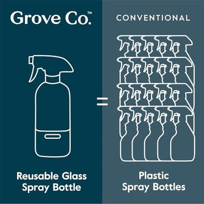 Grove Co. Refillable Glass Spray Bottle, 16 oz Grey - Reusable Cleaning Container with Protective Silicone Sleeve & Slide & Snap Labeling System - For Essential Oil, Multi-Purpose & Glass Cleaners - color: Polished Gray, size: 16 Ounce (Pack of 1)
