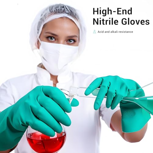 ThxToms Chemical Resistant Nitrile Gloves, Resist Household Acid, Alkali, Solvent and Oil, Latex Rubber Free, 1 Pair Small - size: Small (Pack of 1)