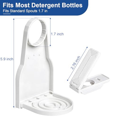 HOOPLE 2 Pack Laundry Detergent Dispenser Cup Holder, No-Drip Laundry Detergent Cup Holders and Drip Trays with Easy Press Nozzle Switches, Liquid Detergent Holder for Laundry Room Organization - color: 2 Pack White