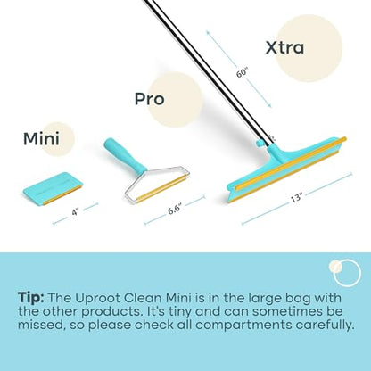 Uproot Cleaner Pro Pet Hair Remover Bundled with Mini Pet Hair Removal Tool for Couch & Xtra Carpet Fur Removal Tool - A True Fur-Riccane Survival Kit - color: Pro + Mini + Xtra