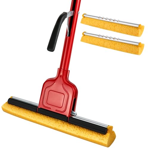 2 Cellulose Sponge Pop Up Sponge Mop Heads Suitable for Wood, Ceramic Tiles and Other Flat Floors (2 Heads Only) (Dark Yellow) - color: Dark Yellow
