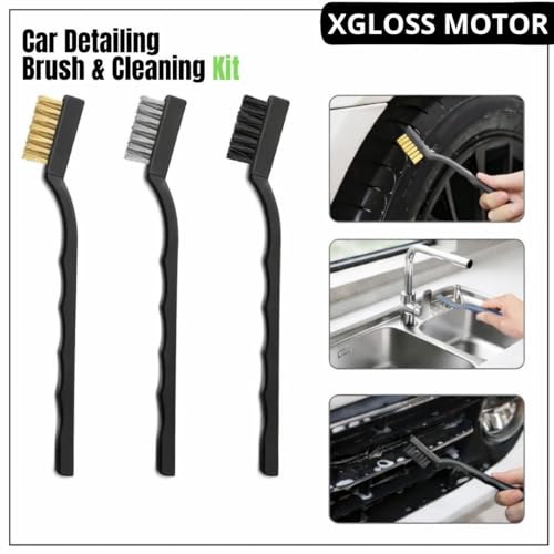 XGloss Motor™ 19-Piece Car Detailing Brush & Cleaning Kit – Drill Brush Set, Detail Brushes, Wheel Brushes, Wash Mitt, Towel, Vent & Dusting Brushes, Applicator Pad & Storage Bag