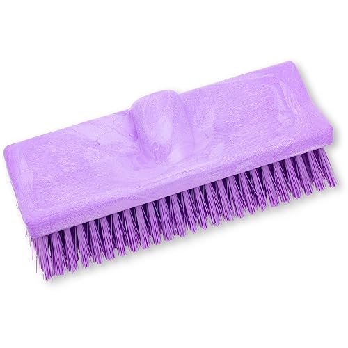 SPARTA 40423EC68 Plastic Floor Scrub Brush, Wall Brush, Equipment Brush With Nonabsorbent Bristles For Industrial Kitchens, Hospitals, Commercial Cleaning, 10 Inches, Purple, (Pack of 2) - color: Purple