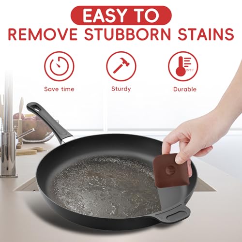 Pan Scraper, 10 Pcs Pot Scraper, Pan Scraper Plastic, Multifunctional Scraper Tool for Kitchen, Non-Slip, Food Safe, High Heat Resistant - color: Brown, size: 10 Pcs