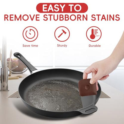 Pan Scraper, 10 Pcs Pot Scraper, Pan Scraper Plastic, Multifunctional Scraper Tool for Kitchen, Non-Slip, Food Safe, High Heat Resistant - color: Brown, size: 10 Pcs