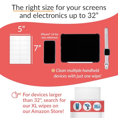 iCloth 70% Isopropyl Alcohol Large Screen and Electronics Wipes, Lint-Free, Streak-Free, Fast-Drying, Removes Dust and Fingerprints (50 Wipes)