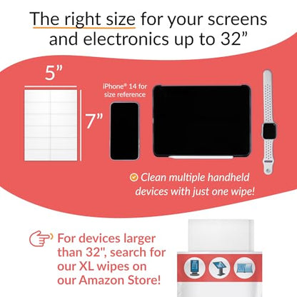 iCloth 70% Isopropyl Alcohol Large Screen and Electronics Wipes, Lint-Free, Streak-Free, Fast-Drying, Removes Dust and Fingerprints (50 Wipes)