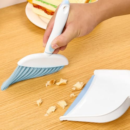 Dust pan, Mini Dustpan and Brush Set, Small Broom and Dustpan Set, Small Hand Broom and dust pan Set, Whisk Broom, Dust pan and Brush for Desk, Table, Home, Kitchen Necessities (Light Blue 2pcs) - color: Light Blue, size: 2set