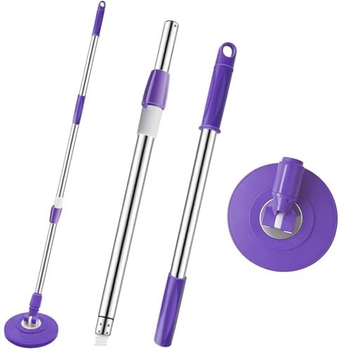 Spin Mop Replacement Handle 360 Degree Spin Mop Pole Handle Replacement Rotating Telescopic Stick for Mop Head, Ideal for Home and Household Cleaning - color: Purple, style: Plastic Disc