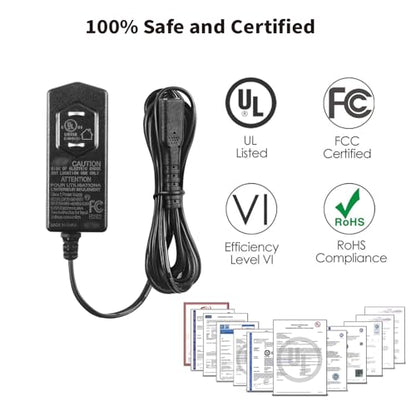9V 6FT Charger for Homitt Electric Spin Scrubber, Compatible with HM115C, HM115CW, HM115CD, HM115CG, HM204C, 2-Prong AC Power Adapter, Replacement Power Supply for Voweek VWS211/SP02 Charging Cable